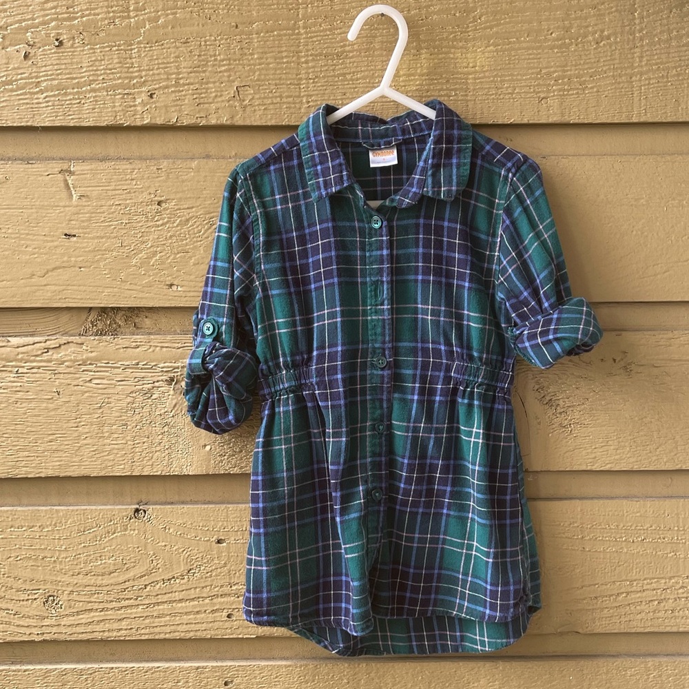 Gymboree Plaid Green & Blue T-shirt Dress Size 5